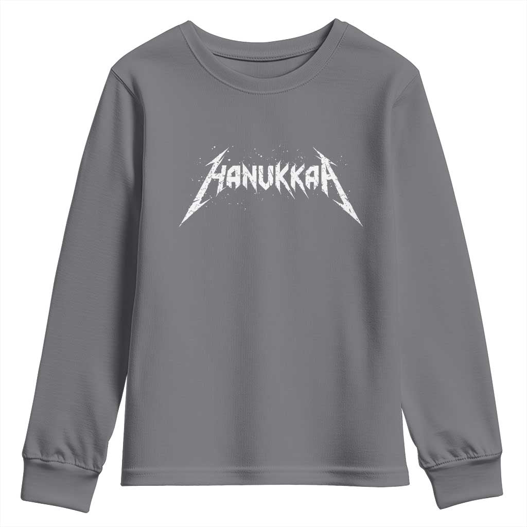 Hanukkah Heavy Metal Youth Sweatshirt Latke Party Jewish Menorah Dreidel - Wonder Print Shop