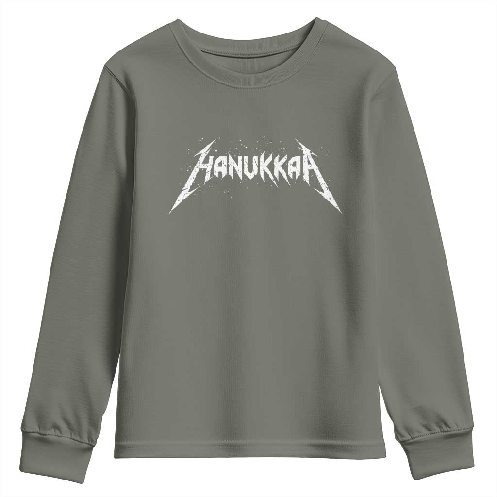Hanukkah Heavy Metal Youth Sweatshirt Latke Party Jewish Menorah Dreidel - Wonder Print Shop
