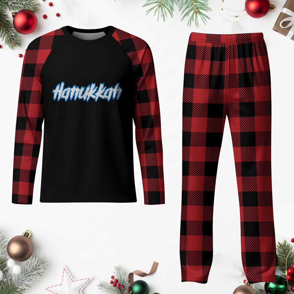 Hanukkah Heavy Metal Plaid Pajama Set Jewish Menorah Dreidel - Wonder Print Shop