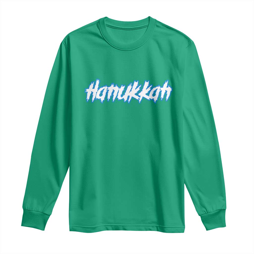 Hanukkah Heavy Metal Long Sleeve Shirt Jewish Menorah Dreidel - Wonder Print Shop