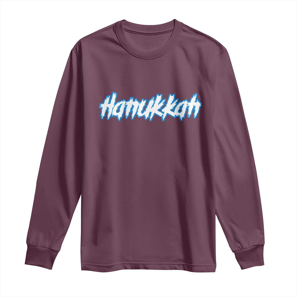 Hanukkah Heavy Metal Long Sleeve Shirt Jewish Menorah Dreidel - Wonder Print Shop