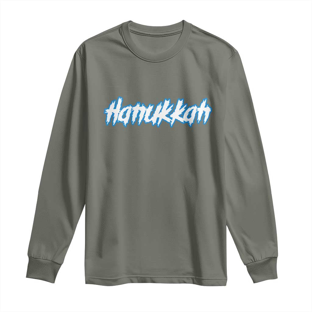 Hanukkah Heavy Metal Long Sleeve Shirt Jewish Menorah Dreidel - Wonder Print Shop