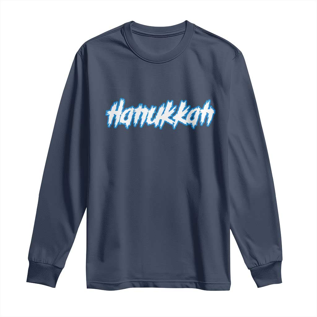Hanukkah Heavy Metal Long Sleeve Shirt Jewish Menorah Dreidel - Wonder Print Shop