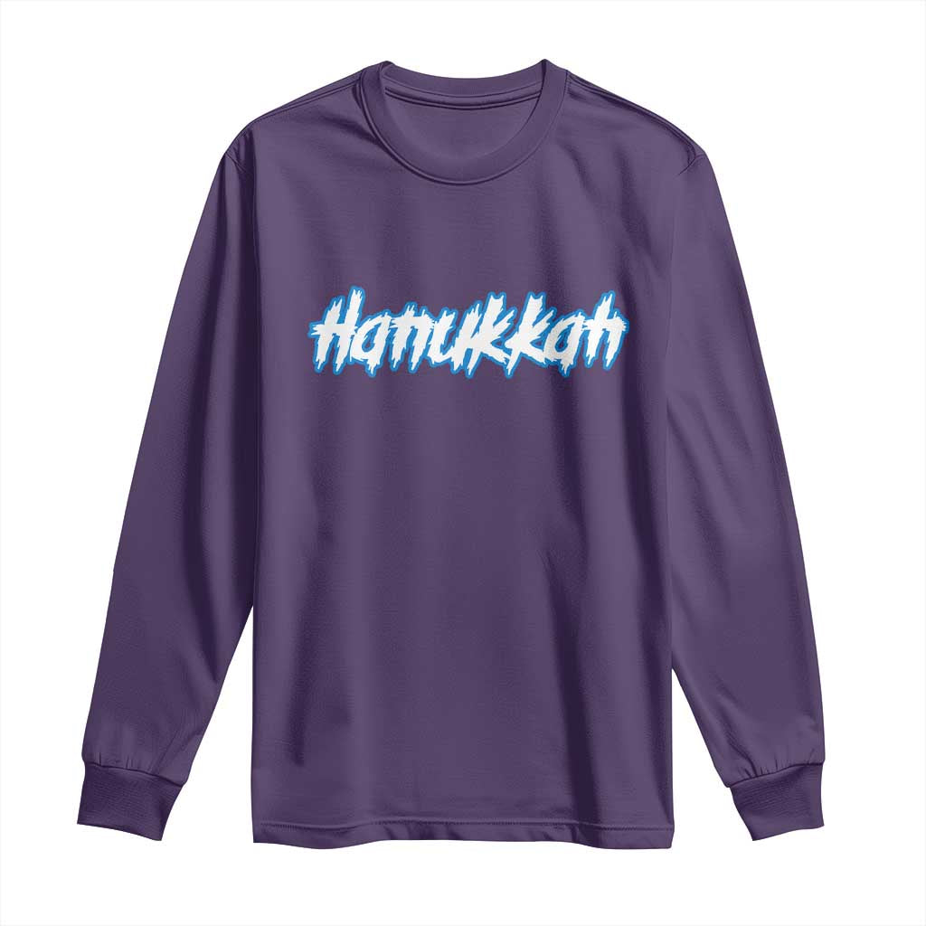 Hanukkah Heavy Metal Long Sleeve Shirt Jewish Menorah Dreidel - Wonder Print Shop