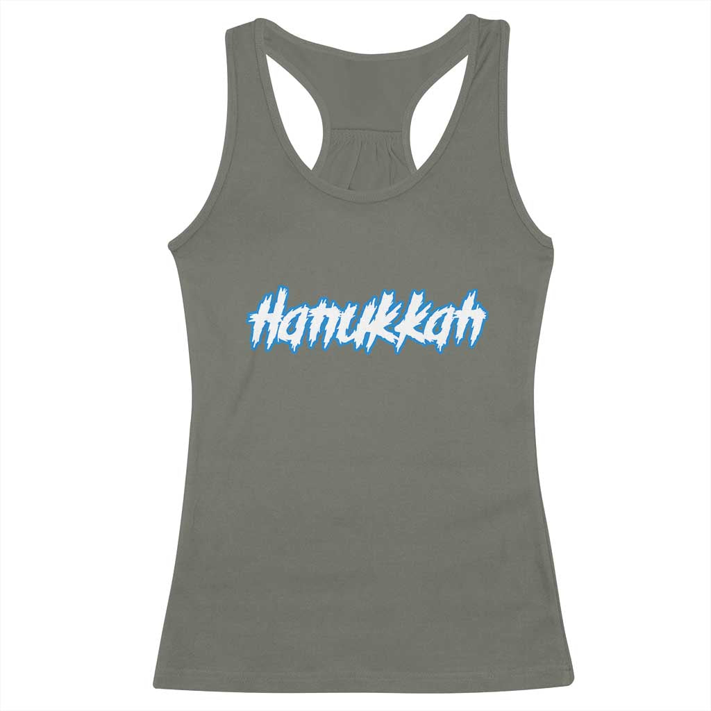 Hanukkah Heavy Metal Racerback Tank Top Jewish Menorah Dreidel - Wonder Print Shop