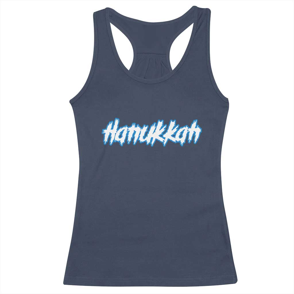 Hanukkah Heavy Metal Racerback Tank Top Jewish Menorah Dreidel - Wonder Print Shop