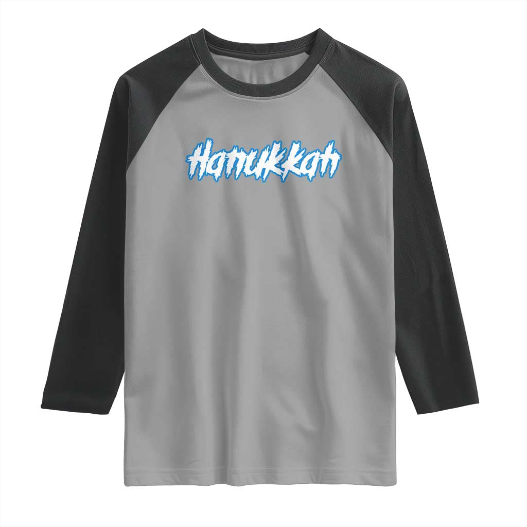 Hanukkah Heavy Metal Raglan Shirt Jewish Menorah Dreidel - Wonder Print Shop