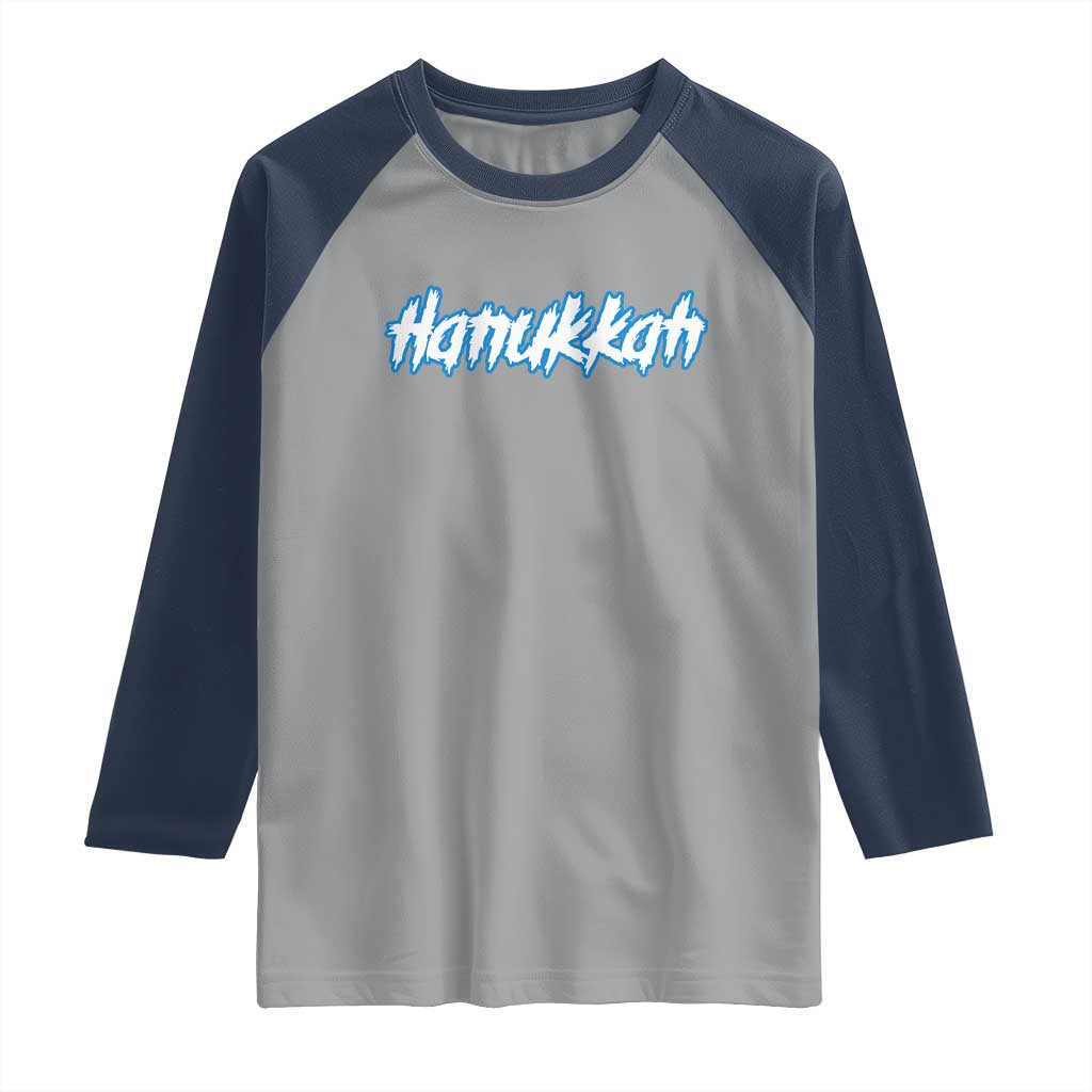 Hanukkah Heavy Metal Raglan Shirt Jewish Menorah Dreidel - Wonder Print Shop