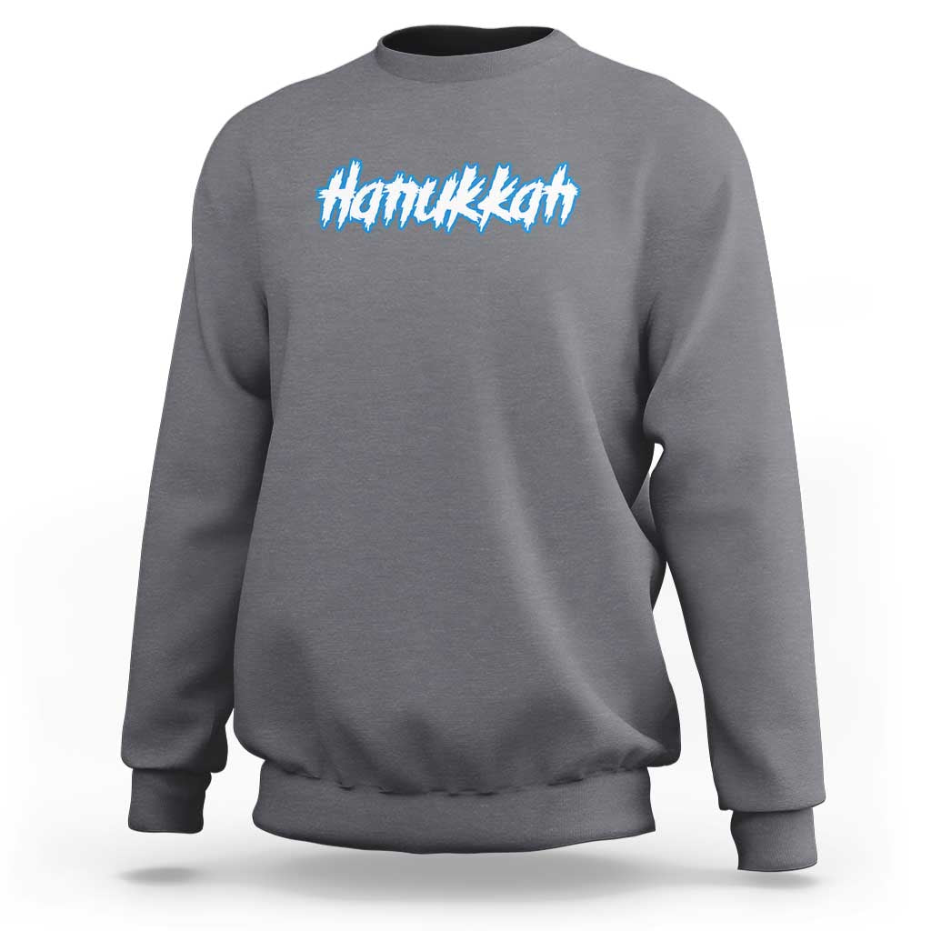 Hanukkah Heavy Metal Sweatshirt Jewish Menorah Dreidel - Wonder Print Shop