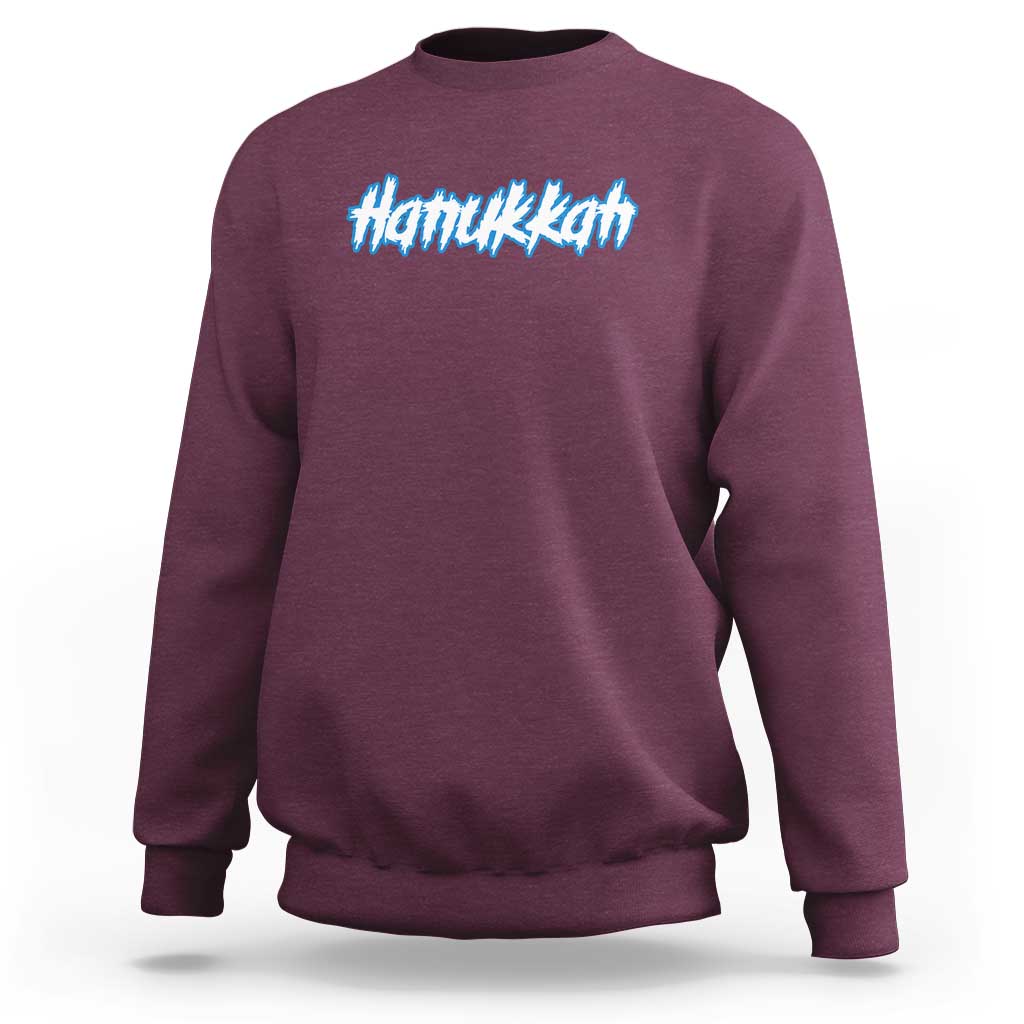Hanukkah Heavy Metal Sweatshirt Jewish Menorah Dreidel - Wonder Print Shop
