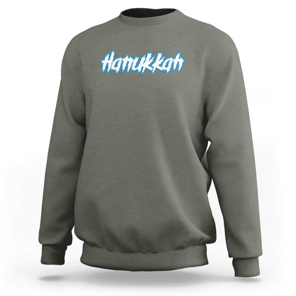 Hanukkah Heavy Metal Sweatshirt Jewish Menorah Dreidel - Wonder Print Shop
