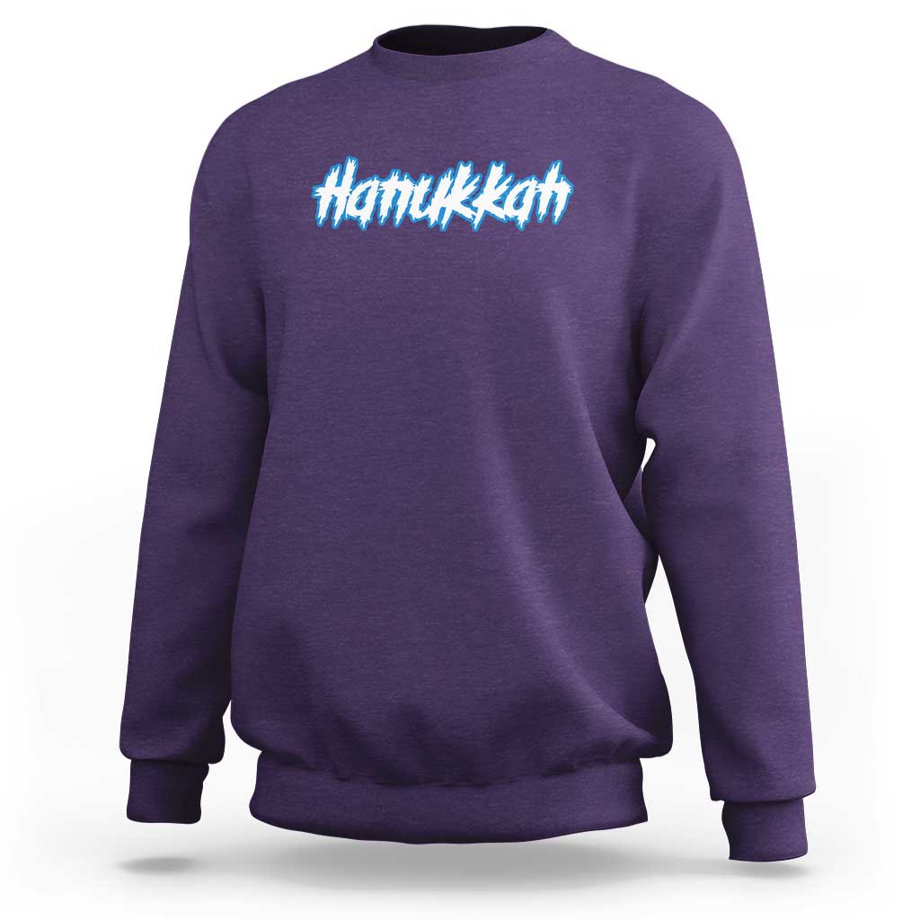 Hanukkah Heavy Metal Sweatshirt Jewish Menorah Dreidel - Wonder Print Shop