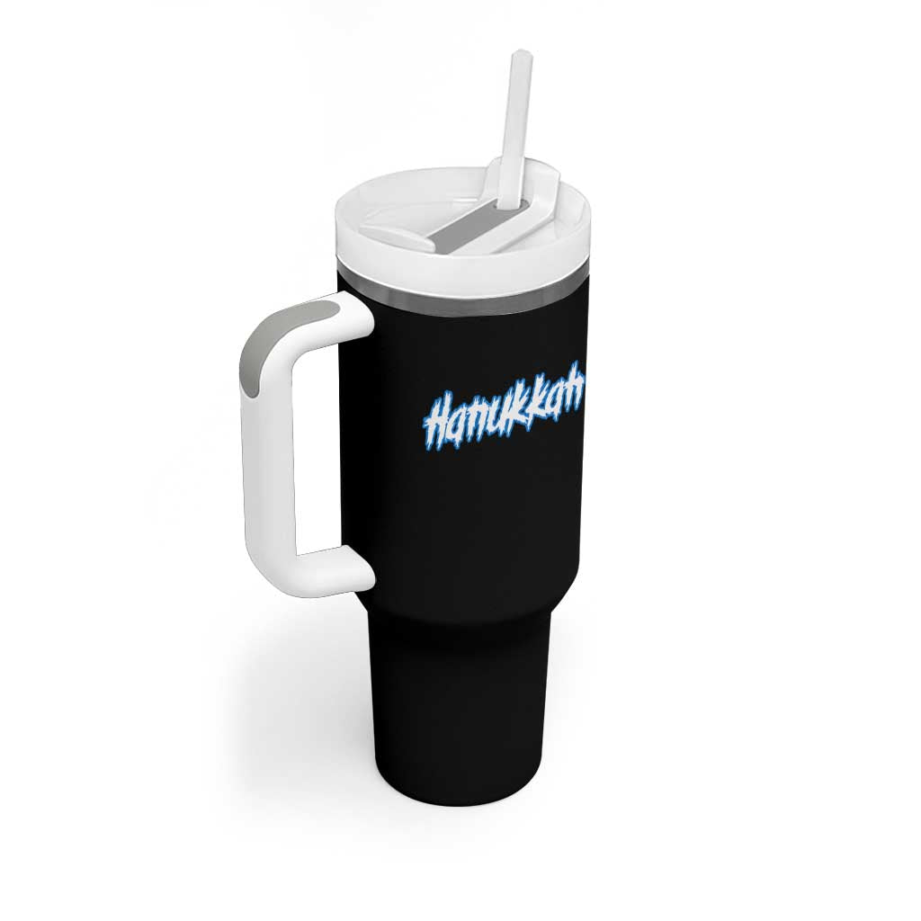 Hanukkah Heavy Metal Tumbler With Handle Jewish Menorah Dreidel - Wonder Print Shop