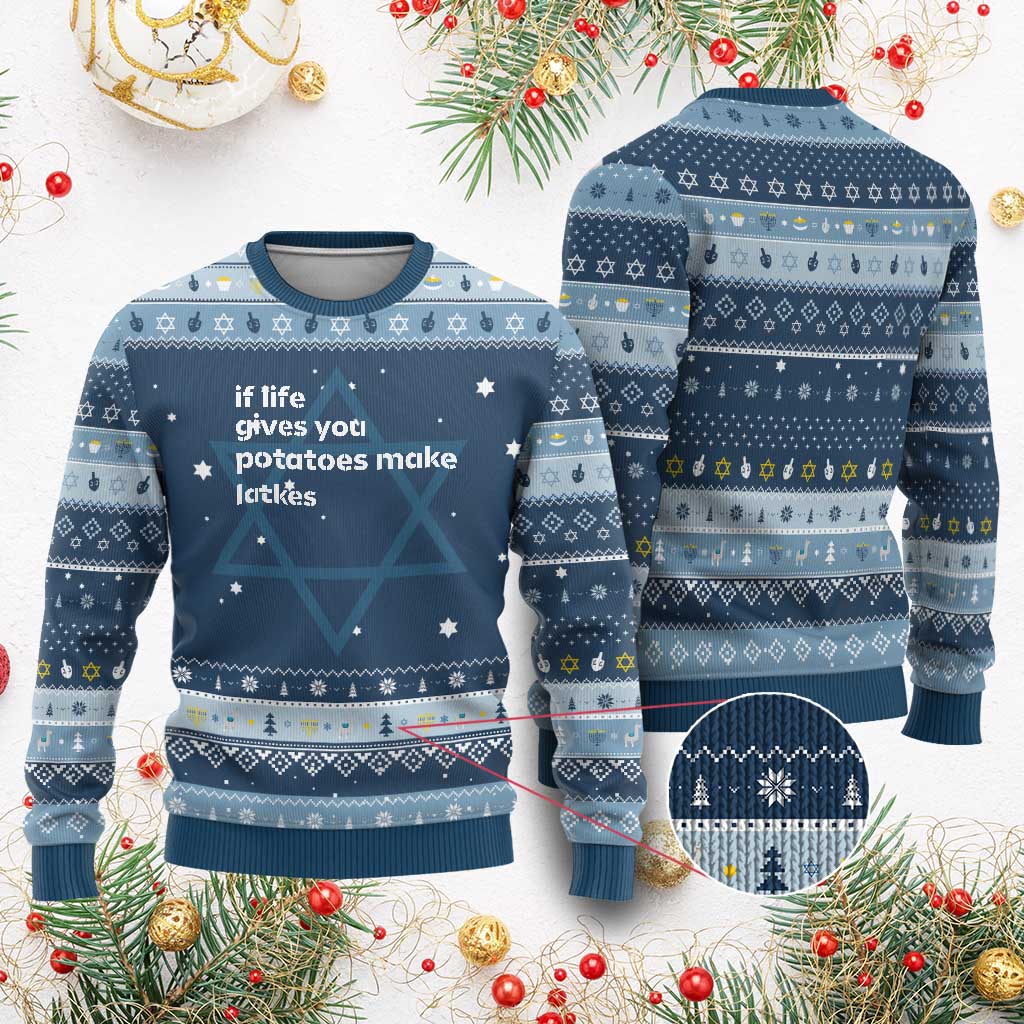 Life Gives Potatoes Make Latkes Hanukkah Ugly Sweater Funny Hanukkah Gift Jewish Holiday - Wonder Print Shop