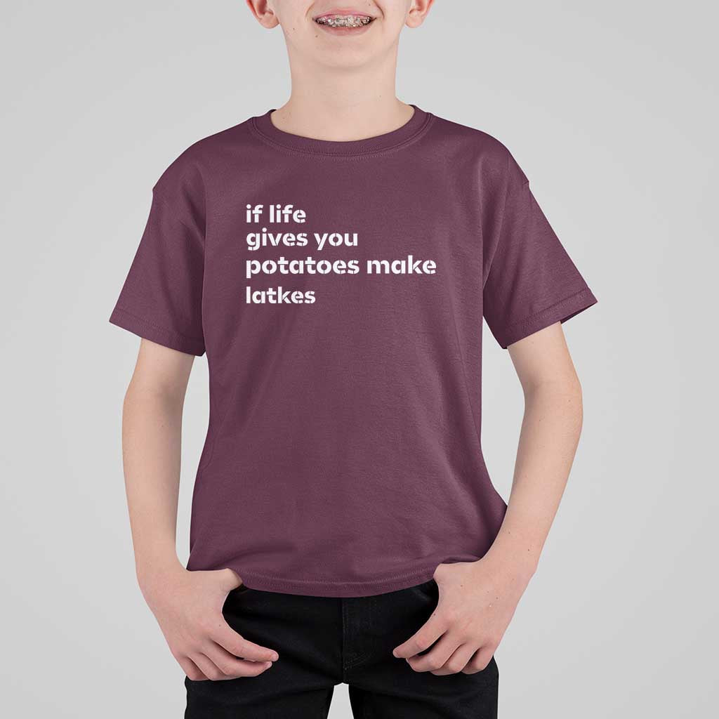 Life Gives Potatoes Make Latkes T Shirt For Kid Funny Hanukkah Gift Jewish Holiday - Wonder Print Shop