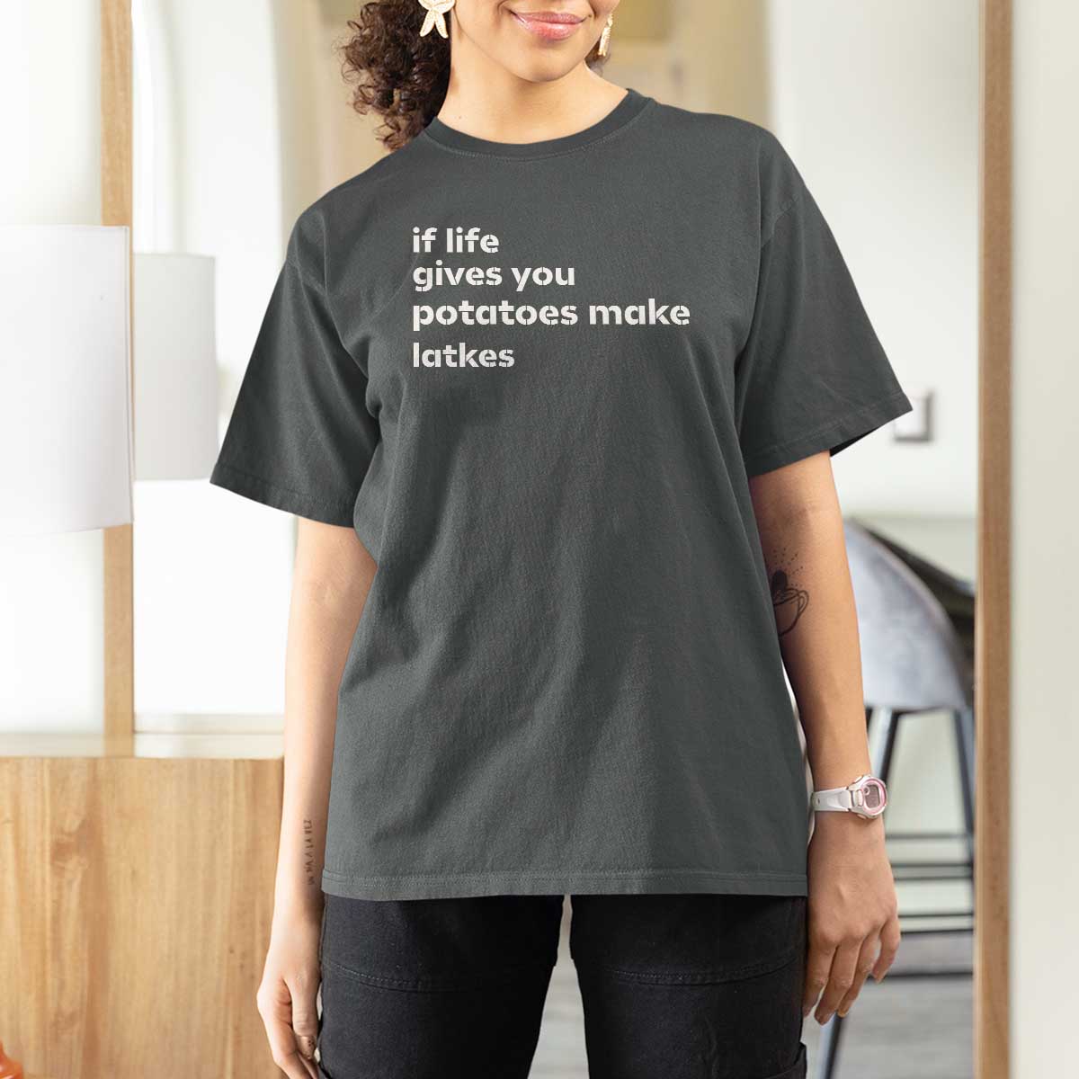 Life Gives Potatoes Make Latkes T Shirt For Women Funny Hanukkah Gift Jewish Holiday - Wonder Print Shop