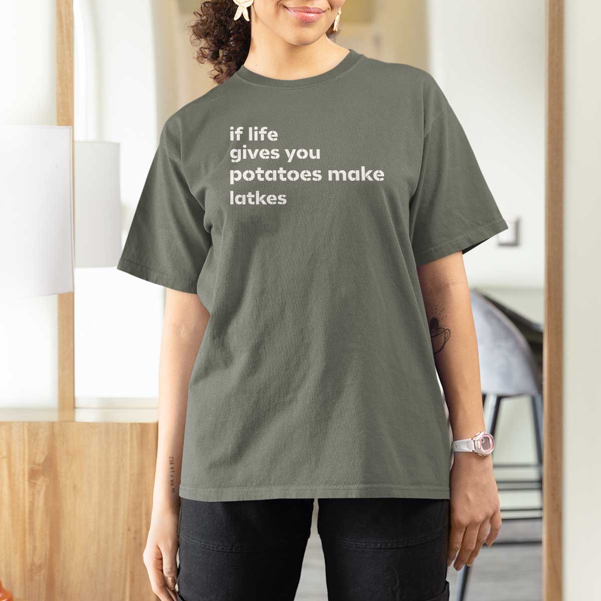 Life Gives Potatoes Make Latkes T Shirt For Women Funny Hanukkah Gift Jewish Holiday - Wonder Print Shop