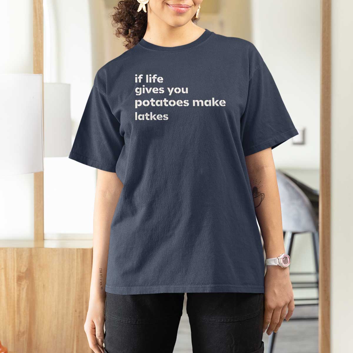 Life Gives Potatoes Make Latkes T Shirt For Women Funny Hanukkah Gift Jewish Holiday - Wonder Print Shop