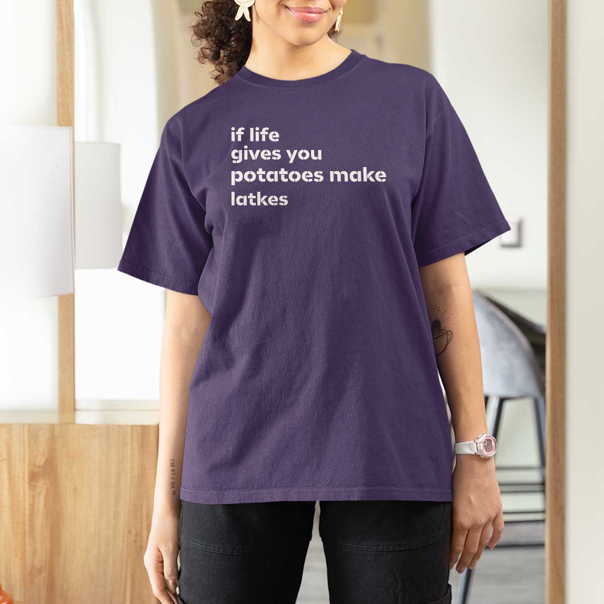 Life Gives Potatoes Make Latkes T Shirt For Women Funny Hanukkah Gift Jewish Holiday - Wonder Print Shop