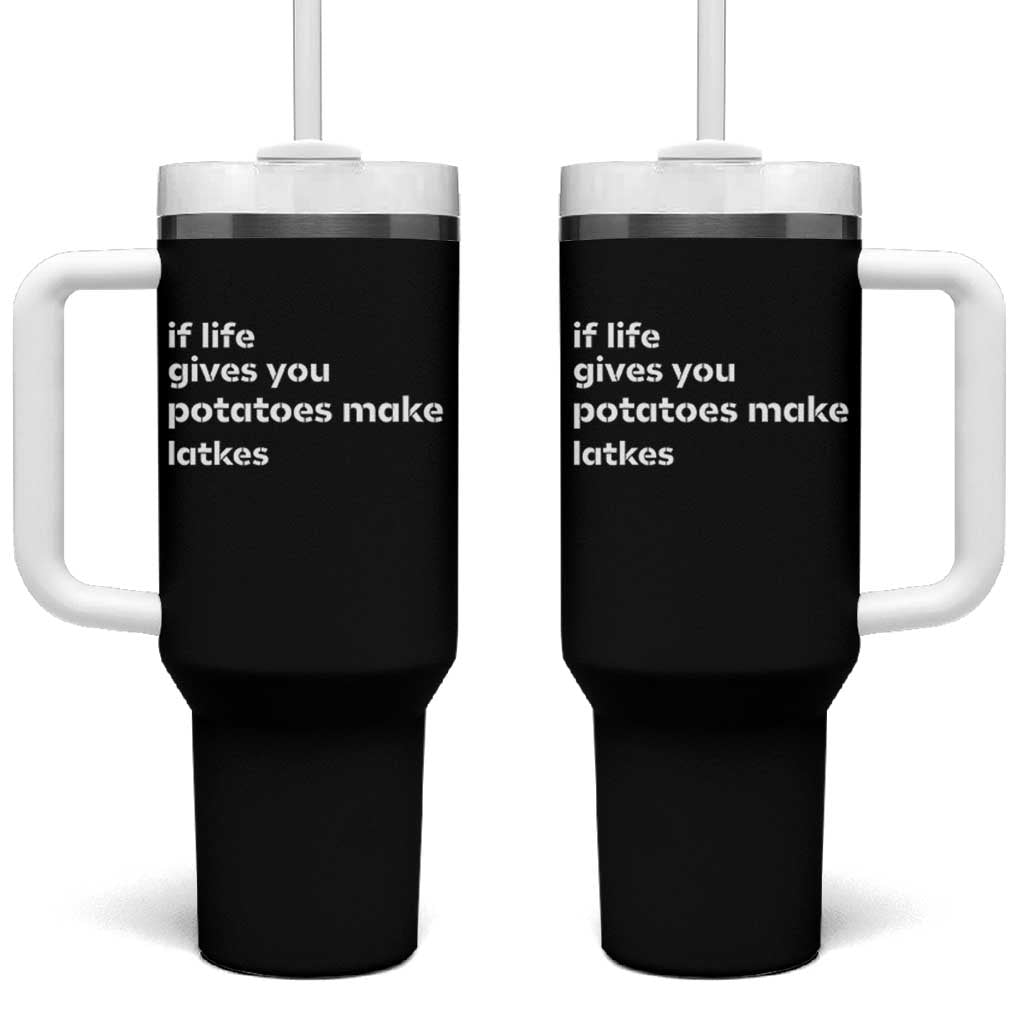 Life Gives Potatoes Make Latkes Tumbler With Handle Funny Hanukkah Gift Jewish Holiday - Wonder Print Shop