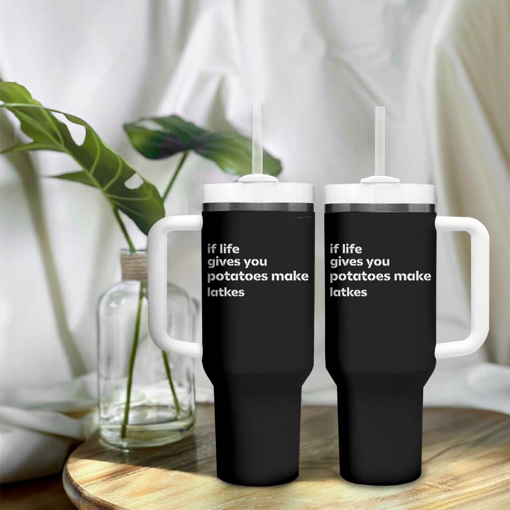 Life Gives Potatoes Make Latkes Tumbler With Handle Funny Hanukkah Gift Jewish Holiday - Wonder Print Shop