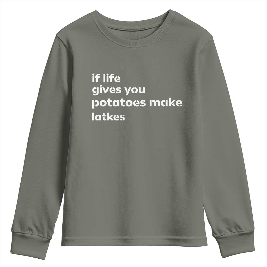 Life Gives Potatoes Make Latkes Youth Sweatshirt Funny Hanukkah Gift Jewish Holiday - Wonder Print Shop
