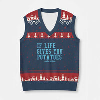 If Life Gives You Potatoes Make Latkes V-Neck Knit Sweater Vest Funny Hanukkah Gift Jewish Holiday - Wonder Print Shop
