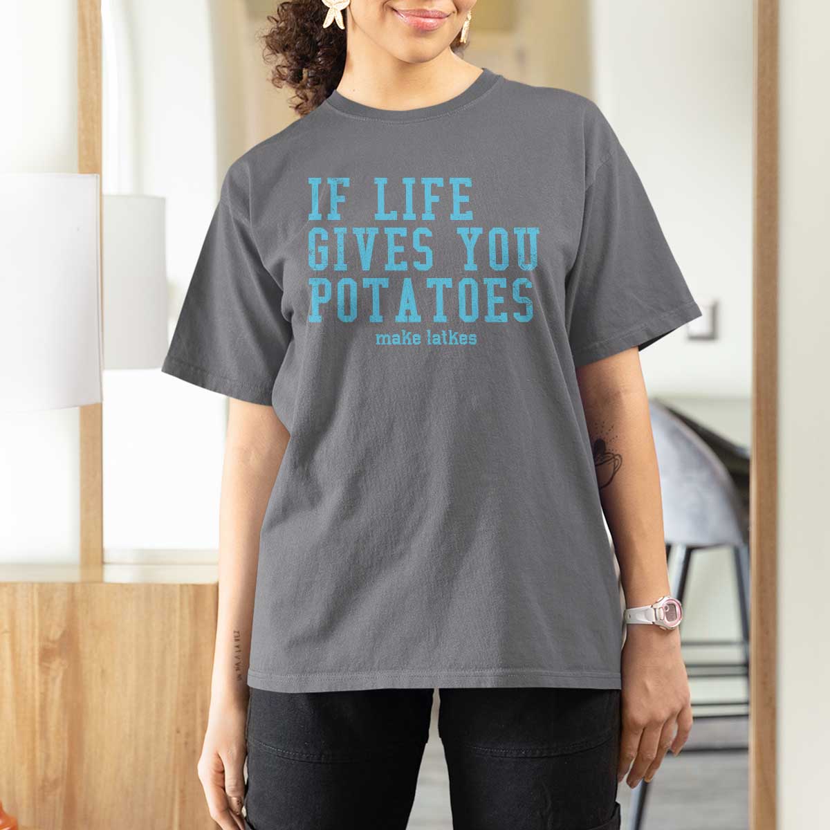 If Life Gives You Potatoes Make Latkes T Shirt For Women Funny Hanukkah Gift Jewish Holiday - Wonder Print Shop