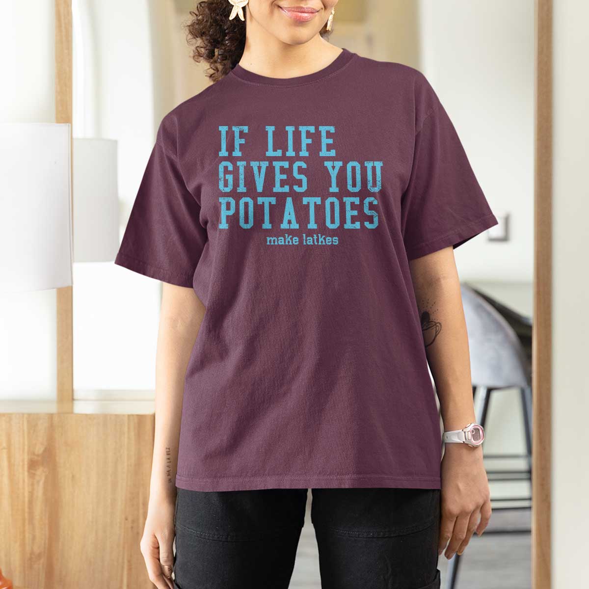 If Life Gives You Potatoes Make Latkes T Shirt For Women Funny Hanukkah Gift Jewish Holiday - Wonder Print Shop
