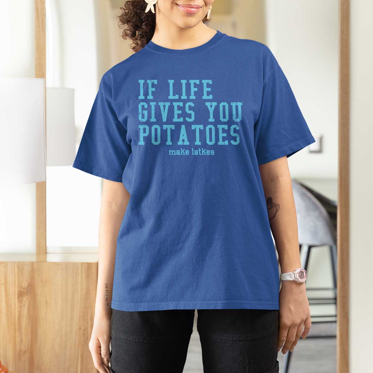 If Life Gives You Potatoes Make Latkes T Shirt For Women Funny Hanukkah Gift Jewish Holiday - Wonder Print Shop