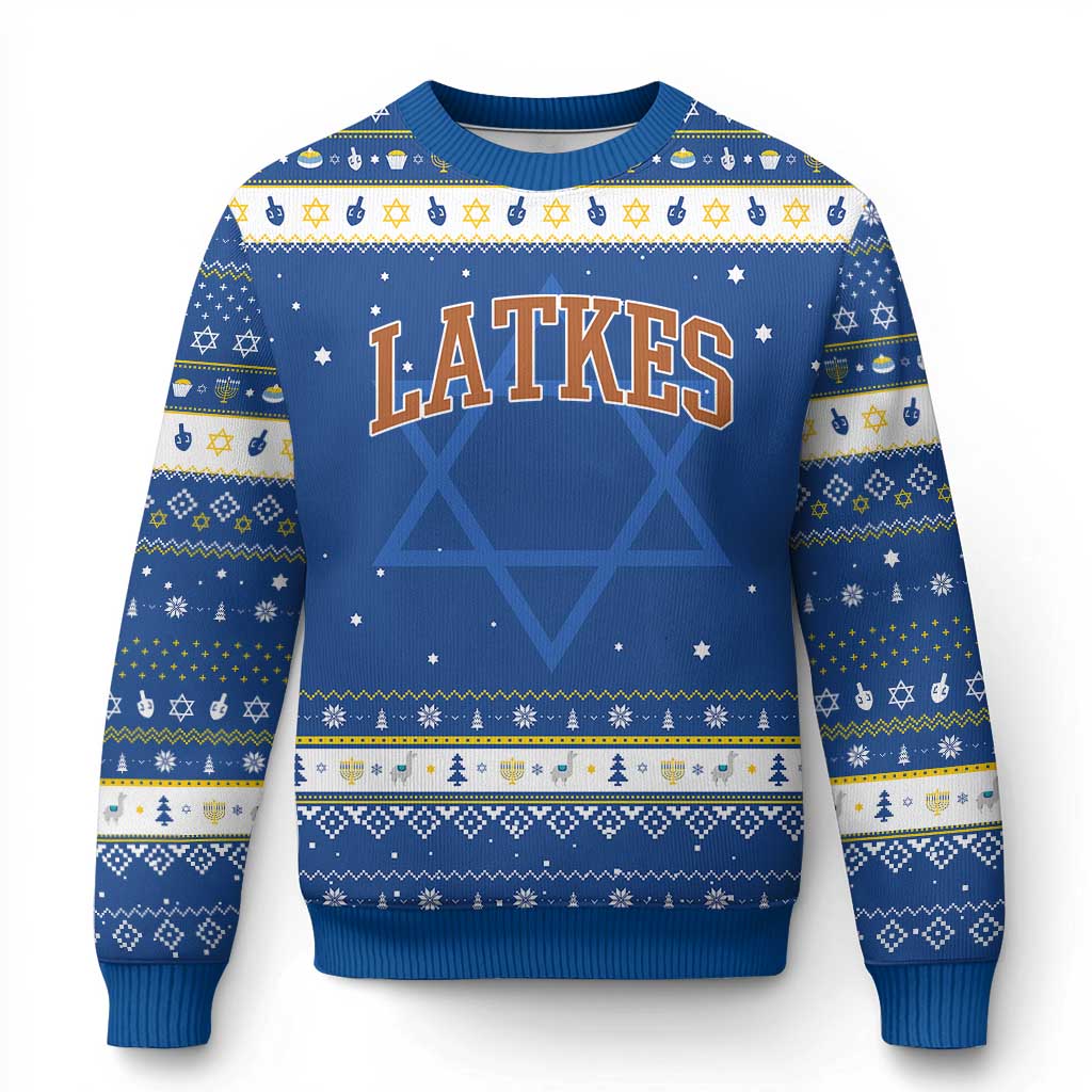 Latkes Hanukkah Ugly Sweater Funny Hanukkah Gift Jewish Holiday Food Apparel - Wonder Print Shop