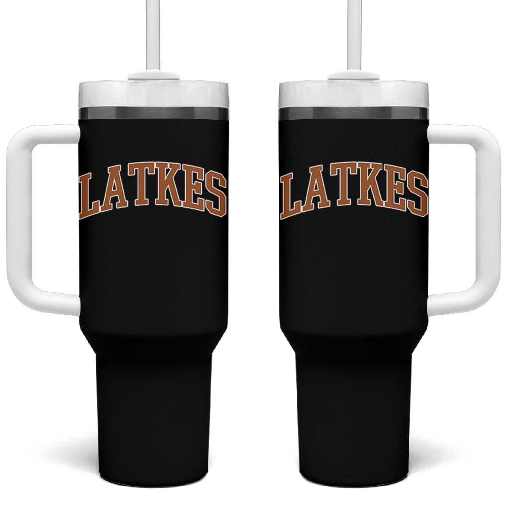 Latkes Tumbler With Handle Funny Hanukkah Gift Jewish Holiday Food Apparel - Wonder Print Shop