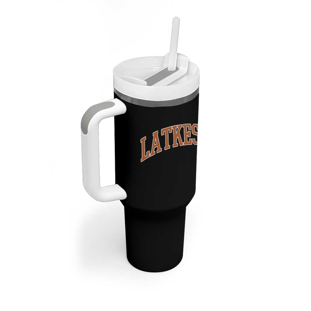 Latkes Tumbler With Handle Funny Hanukkah Gift Jewish Holiday Food Apparel - Wonder Print Shop
