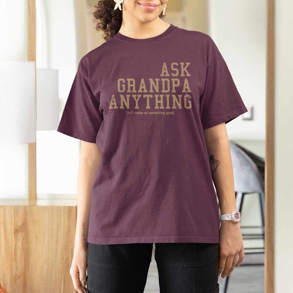 Funny Grandpa T Shirt For Women Ask Grandpa Anything Fathers Day Gift - Wonder Print Shop