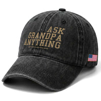 Funny Grandpa Washed Cotton Baseball Cap Ask Grandpa Anything Fathers Day Gift
