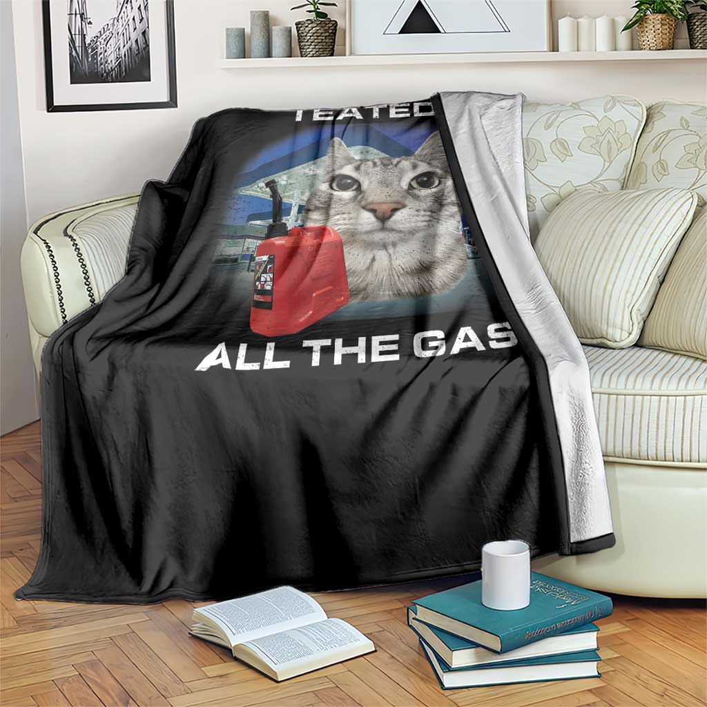 Sarcastic Cat Meme Throw Blanket Funny Retro I Eated All The Gas Gen Z Humor - Wonder Print Shop
