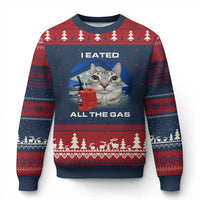 Sarcastic Cat Meme Ugly Christmas Sweater Funny Retro I Eated All The Gas Gen Z Humor - Wonder Print Shop