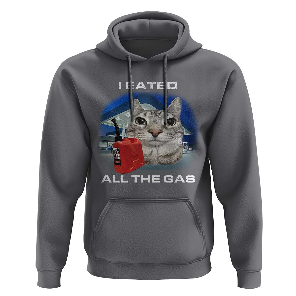 Sarcastic Cat Meme Hoodie Funny Retro I Eated All The Gas Gen Z Humor - Wonder Print Shop