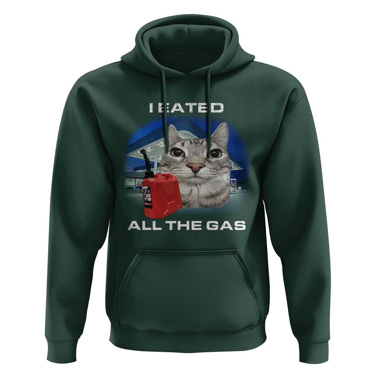 Sarcastic Cat Meme Hoodie Funny Retro I Eated All The Gas Gen Z Humor - Wonder Print Shop