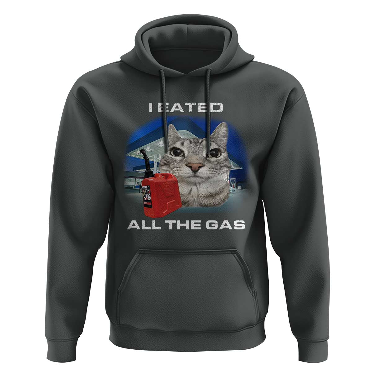 Sarcastic Cat Meme Hoodie Funny Retro I Eated All The Gas Gen Z Humor - Wonder Print Shop
