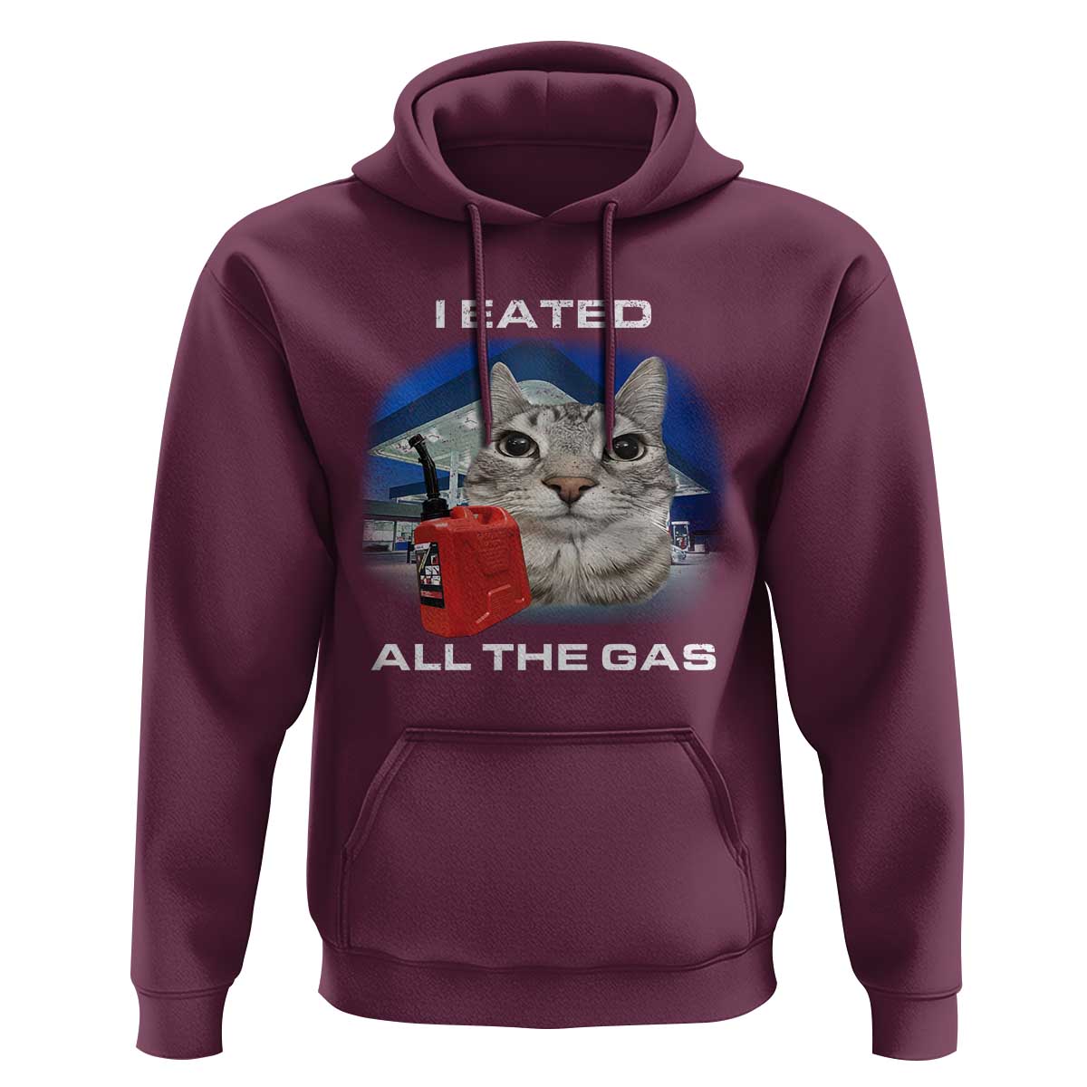 Sarcastic Cat Meme Hoodie Funny Retro I Eated All The Gas Gen Z Humor - Wonder Print Shop