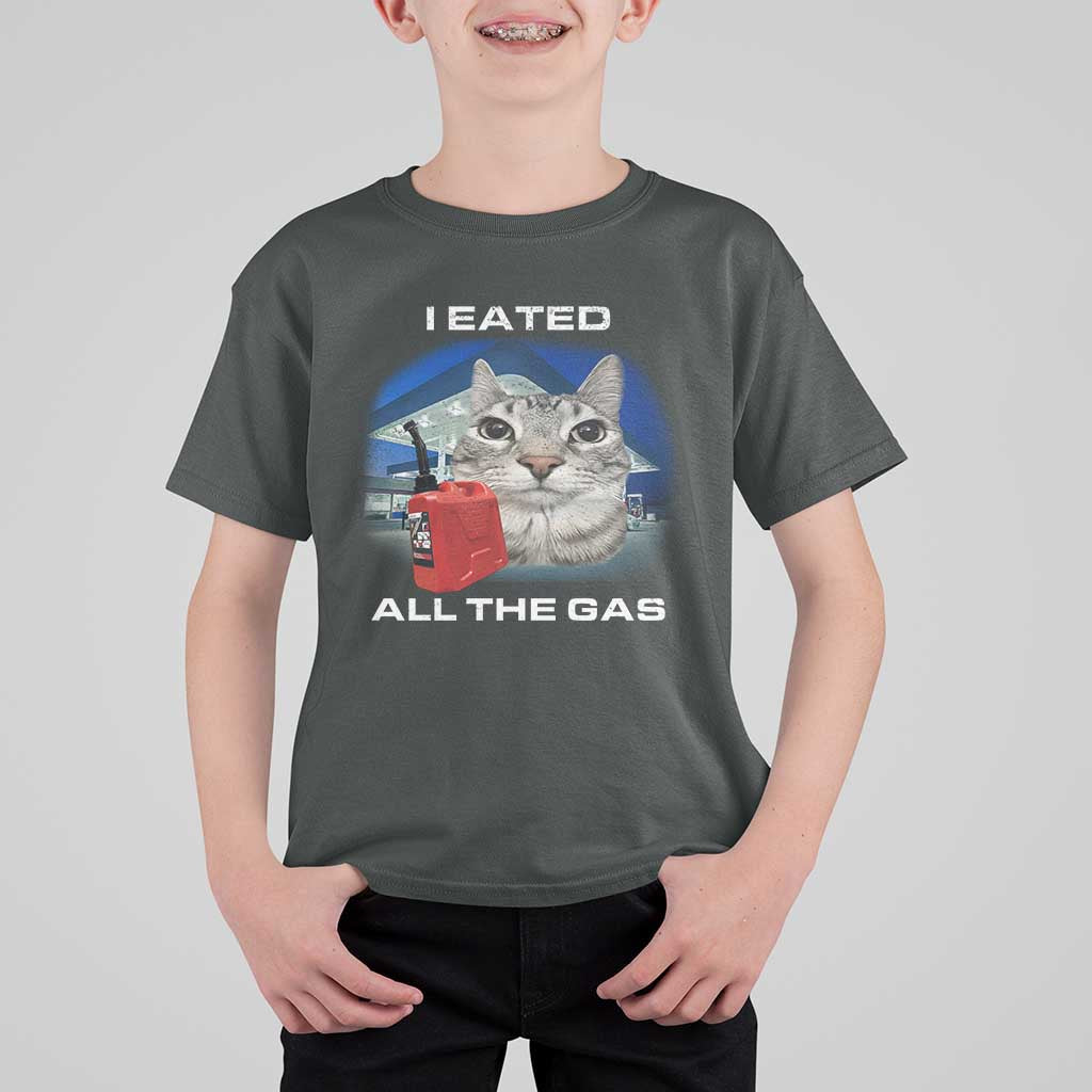 Sarcastic Cat Meme T Shirt For Kid Funny Retro I Eated All The Gas Gen Z Humor - Wonder Print Shop