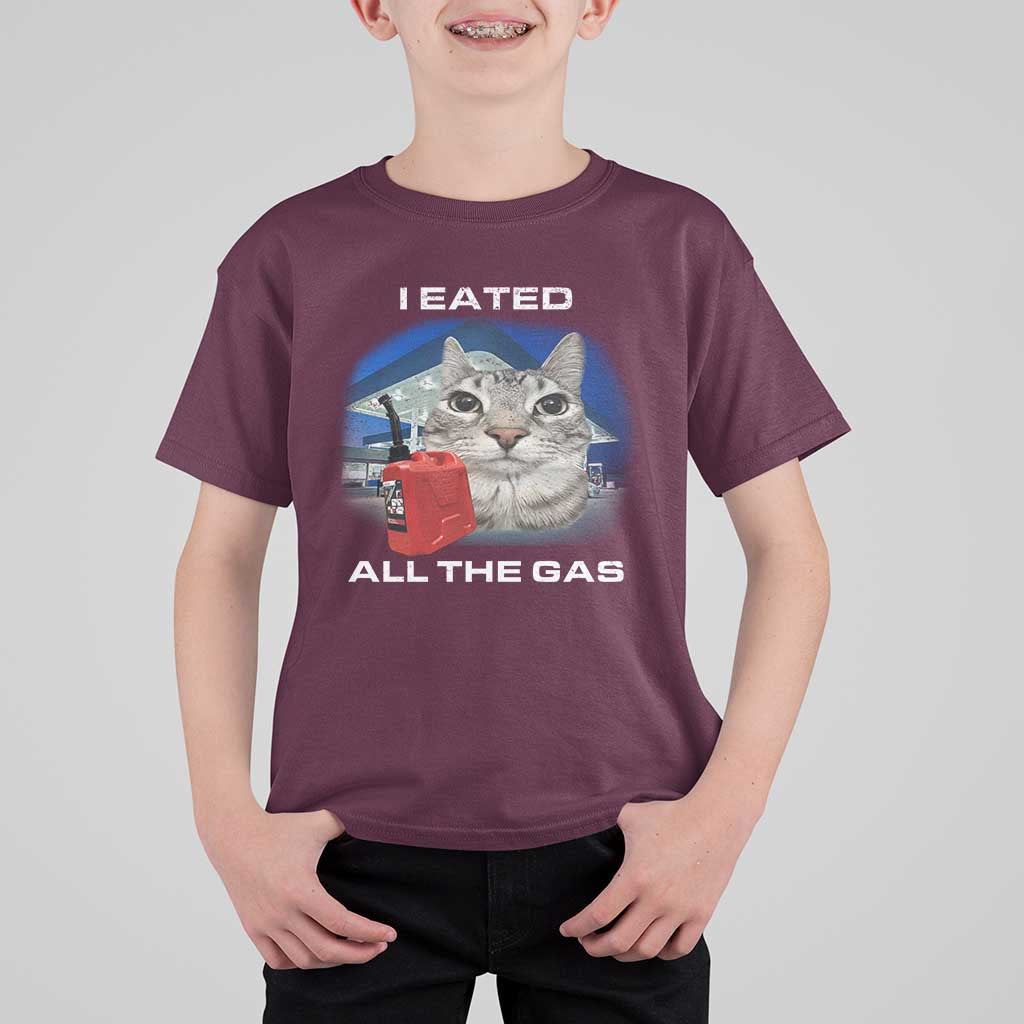 Sarcastic Cat Meme T Shirt For Kid Funny Retro I Eated All The Gas Gen Z Humor - Wonder Print Shop