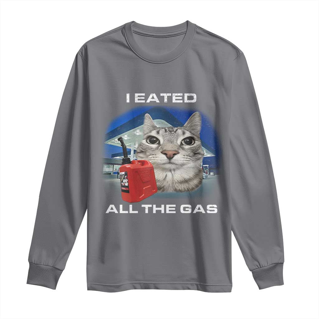 Sarcastic Cat Meme Long Sleeve Shirt Funny Retro I Eated All The Gas Gen Z Humor - Wonder Print Shop