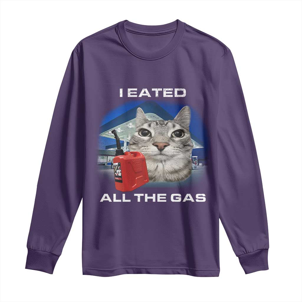 Sarcastic Cat Meme Long Sleeve Shirt Funny Retro I Eated All The Gas Gen Z Humor - Wonder Print Shop