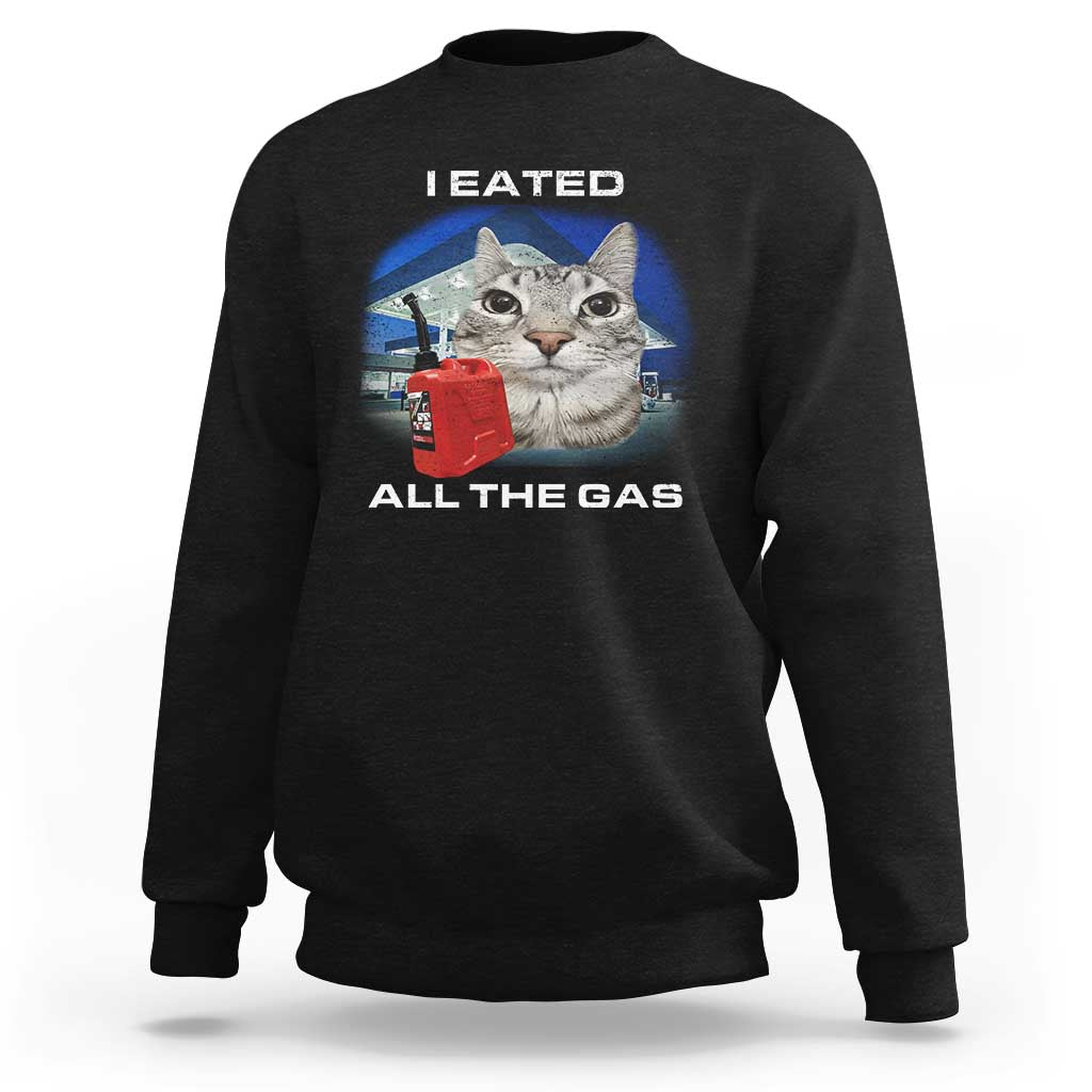 Sarcastic Cat Meme Sweatshirt Funny Retro I Eated All The Gas Gen Z Humor - Wonder Print Shop