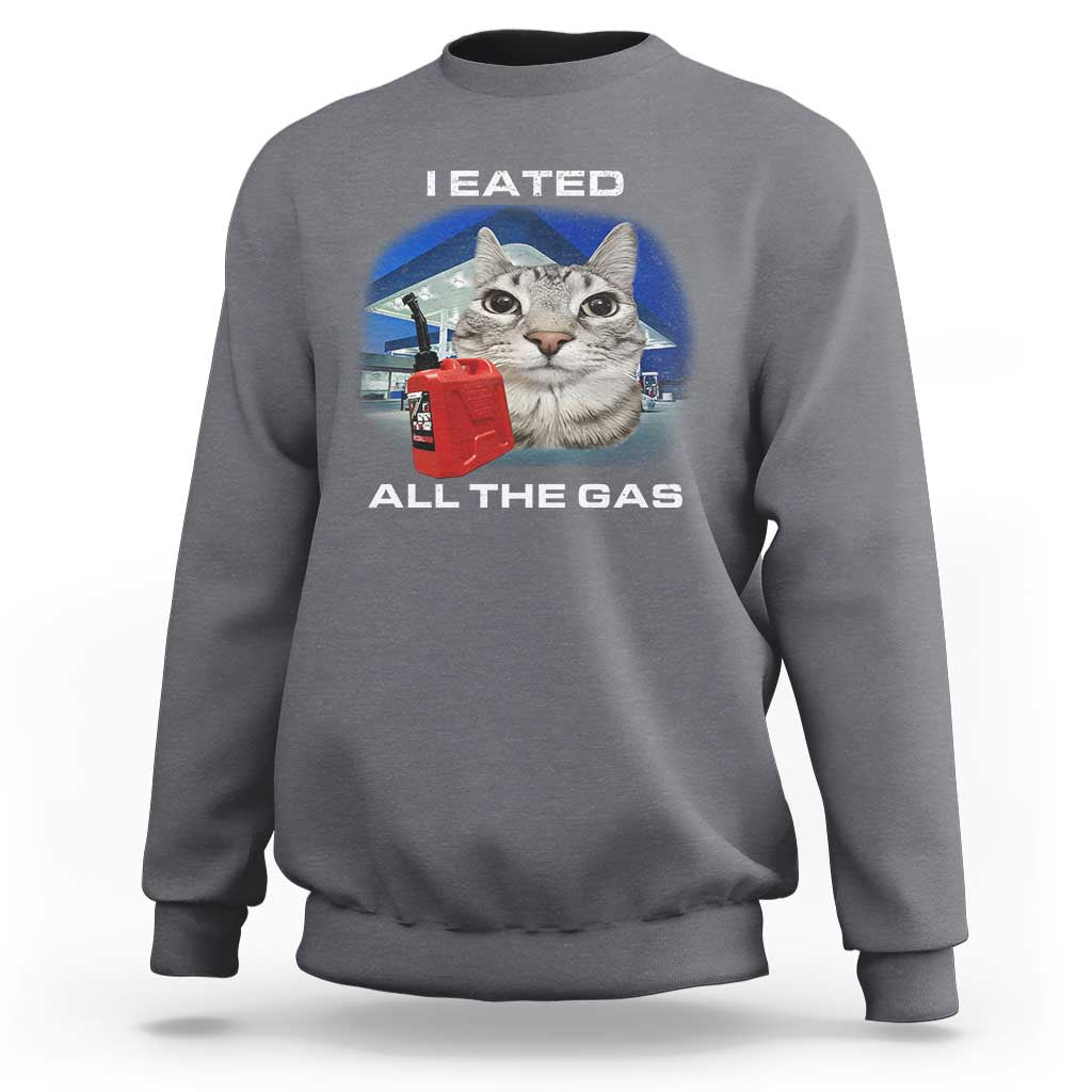 Sarcastic Cat Meme Sweatshirt Funny Retro I Eated All The Gas Gen Z Humor - Wonder Print Shop