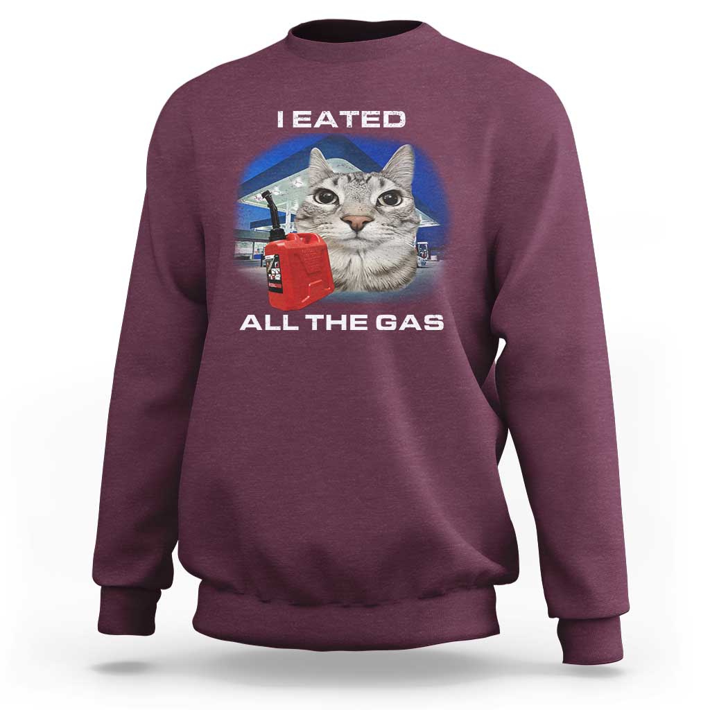 Sarcastic Cat Meme Sweatshirt Funny Retro I Eated All The Gas Gen Z Humor - Wonder Print Shop
