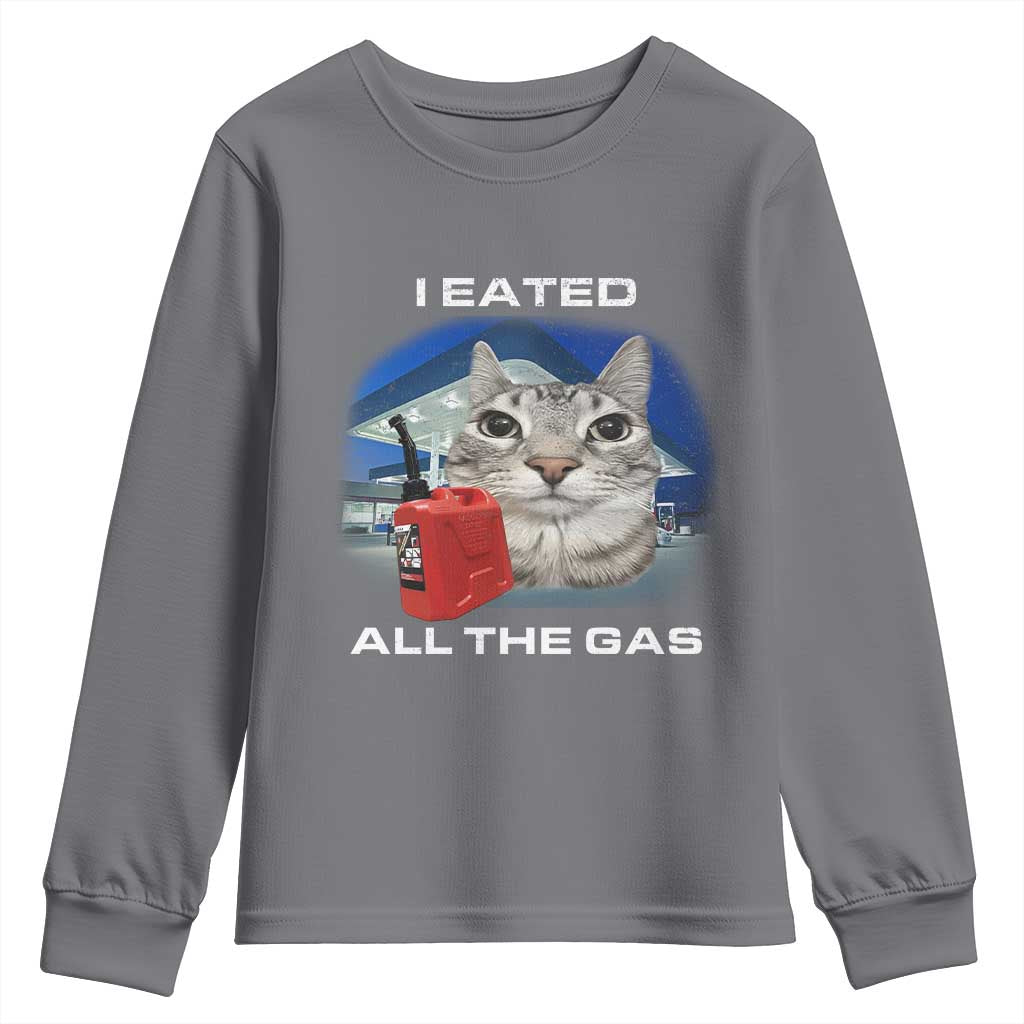 Sarcastic Cat Meme Youth Sweatshirt Funny Retro I Eated All The Gas Gen Z Humor - Wonder Print Shop