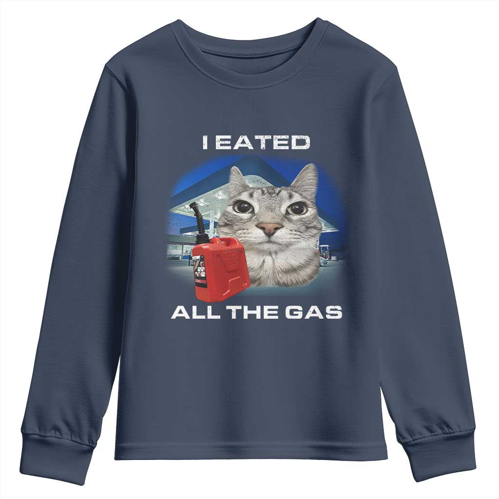 Sarcastic Cat Meme Youth Sweatshirt Funny Retro I Eated All The Gas Gen Z Humor - Wonder Print Shop